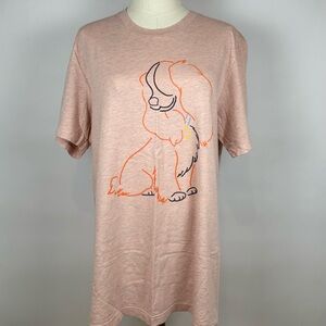 Lady and the Tramp T-Shirt, Disney Theme, Short Sleeves, Peach/Pink, Size Large